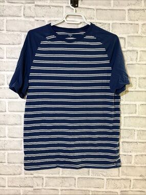 Marks & Spencer Navy & White Striped Short Sleeve Tee loungewear medium